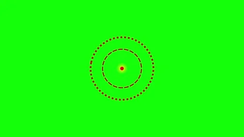 Red HUD Circular Rings Rotating with Glowing Center Dot on Green Screen. Vídeo Stock 341814417