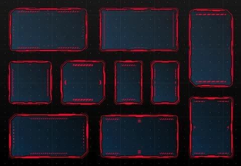 Red HUD danger warning and alert attention frames Stock Illustration