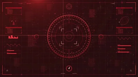 Red HUD Targeting Reticle Sci-Fi Interface Loop Stock Footage 337924747