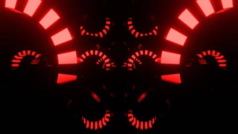 Red Huge Rotating Gears with Neon Elements Background VJ Loop in 4K Stock Footage 341675141