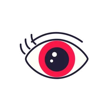 Red human eye on white background. Trendy flat style for graphic design, web Stock Illustration