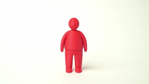 A red human figure and a blank background. A person and a character, a slideshow Vídeo Stock 335837039