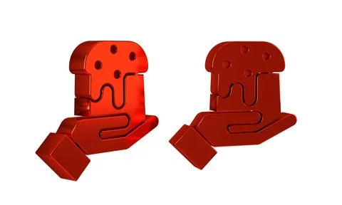 Red Human hand and easter cake icon isolated on transparent background. Happy Illustrazione stock