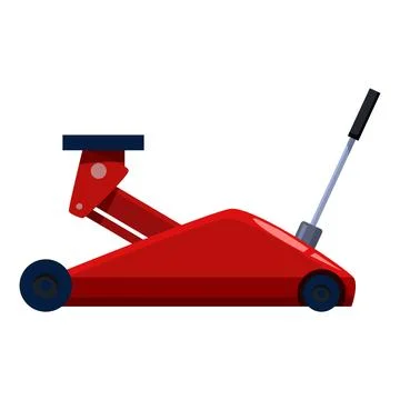 Red hydraulic floor jack lifting equipment for changing car tires Stock Illustration