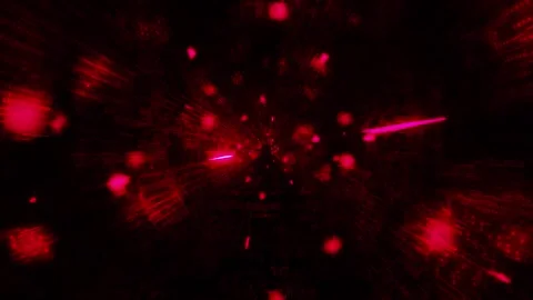 Red hyperspace particles through cool scifi tunnel 3d illustration Stock Footage 160537223