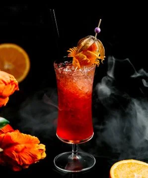 Red ice cocktail on the table Stock Photos