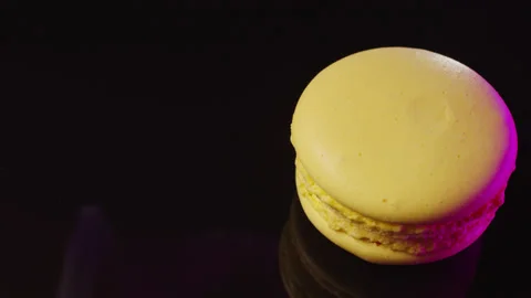 Red icing poured on a yellow cookie. Stock Footage 149126780