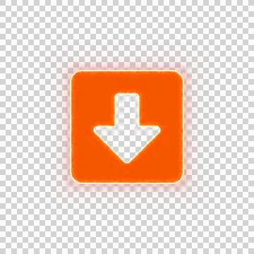 Red icon arrow square down with iridescent fire stripe. Sharp alpha channel Stock Illustration