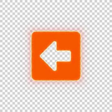 Red icon arrow square left with iridescent fire stripe. Sharp alpha channel Stock Illustration