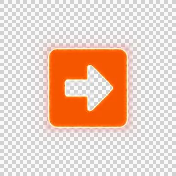 Red icon arrow square right with iridescent fire stripe. Sharp alpha channel Stock Illustration