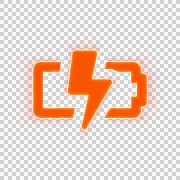 Red icon battery bolt with iridescent fire stripe. Sharp alpha channel border. Stock Illustration