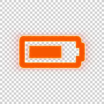 Red icon battery three quarters with iridescent fire stripe. Sharp alpha channel Stock Illustration