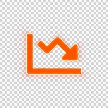Red icon chart line down with iridescent fire stripe. Sharp alpha channel Stock Illustration