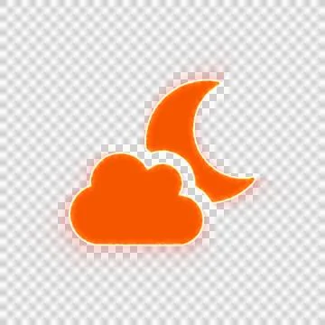 Red icon cloud moon with iridescent fire stripe. Sharp alpha channel border. イラスト素材