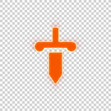Red icon dagger with iridescent fire stripe. Sharp alpha channel border. Stock Illustration