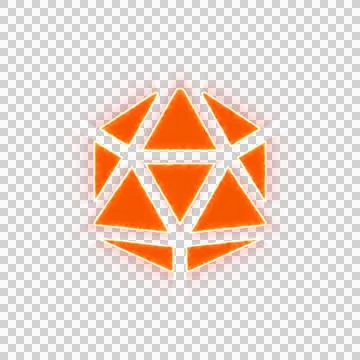 Red icon dice d20 with iridescent fire stripe. Sharp alpha channel border. Stock Illustration