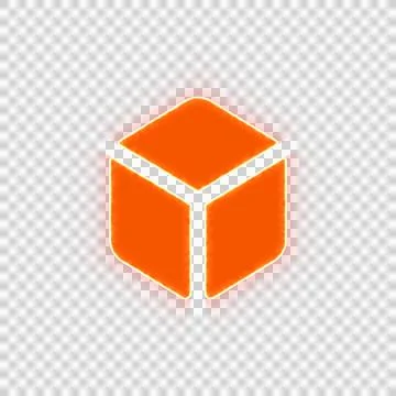 Red icon dice d6 with iridescent fire stripe. Sharp alpha channel border. Stock Illustration
