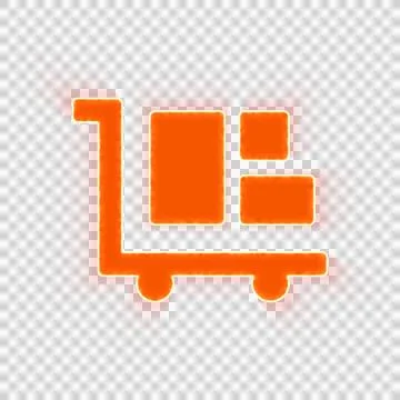 Red icon dolly flatbed with iridescent fire stripe. Sharp alpha channel border. Stock Illustration