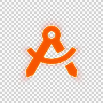 Red icon drafting compass with iridescent fire stripe. Sharp alpha channel Stock Illustration