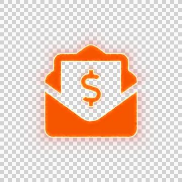 Red icon envelope open dollar with iridescent fire stripe. Sharp alpha channel Stock Illustration