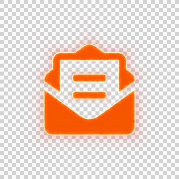 Red icon envelope open text with iridescent fire stripe. Sharp alpha channel Stock Illustration