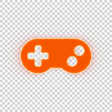 Red icon gamepad with iridescent fire stripe. Sharp alpha channel border. 库存插图