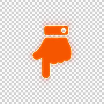 Red icon hand point down with iridescent fire stripe. Sharp alpha channel Stock Illustration