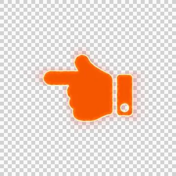 Red icon hand point left with iridescent fire stripe. Sharp alpha channel Illustrazione stock