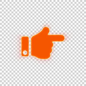 Red icon hand point right with iridescent fire stripe. Sharp alpha channel Illustrazione stock