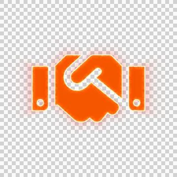 Red icon handshake with iridescent fire stripe. Sharp alpha channel border. Stock Illustration