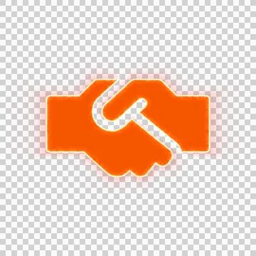 Red icon handshake with iridescent fire stripe. Sharp alpha channel border. Stock Illustration