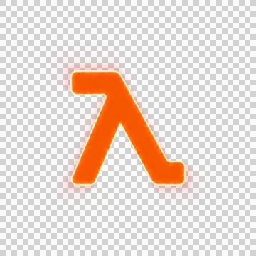 Red icon lambda with iridescent fire stripe. Sharp alpha channel border. Stock Illustration