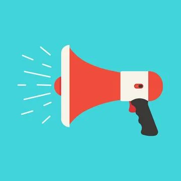  Red icon loudspeaker vector flat illustration design concept Red icon lou... Stock Photos