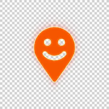 Red icon map marker smile with iridescent fire stripe. Sharp alpha channel Stock Illustration
