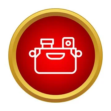 Red icon with outline toolbox symbol Stock Illustration