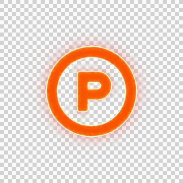 Red icon parking circle with iridescent fire stripe. Sharp alpha channel border. Stock Illustration