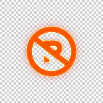 Red icon parking circle slash with iridescent fire stripe. Sharp alpha channel 스톡 일러스트
