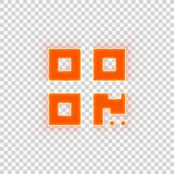 Red icon qrcode with iridescent fire stripe. Sharp alpha channel border. Illustrazione stock