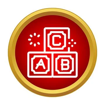 Red icon representing abc blocks for learning and education Stock Illustration