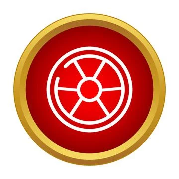 Red icon representing a circular wheel design Stock Illustration