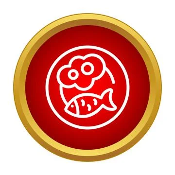 Red icon representing egg and fish meal Stock Illustration