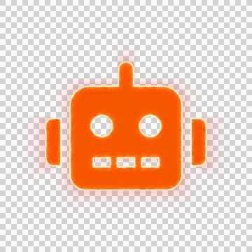 Red icon robot with iridescent fire stripe. Sharp alpha channel border. Illustrazione stock