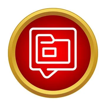 Red icon sharing data folder in speech bubble 스톡 일러스트