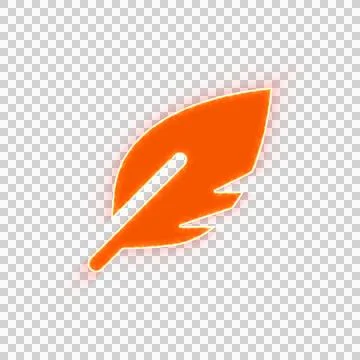 Red icon sharp feather with iridescent fire stripe. Sharp alpha channel border. Stock Illustration