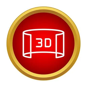 Red icon showing 3d virtual reality panorama screen Stock Illustration