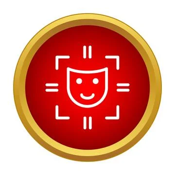 Red icon showing biometric face identification technology scan Stock Illustration