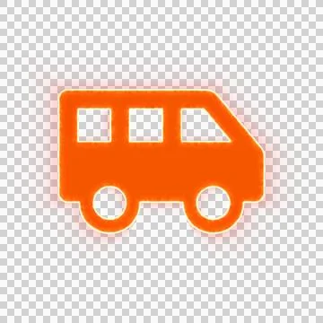 Red icon shuttle van with iridescent fire stripe. Sharp alpha channel border. Stock Illustration