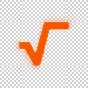 Red icon square root with iridescent fire stripe. Sharp alpha channel border. Stock Illustration