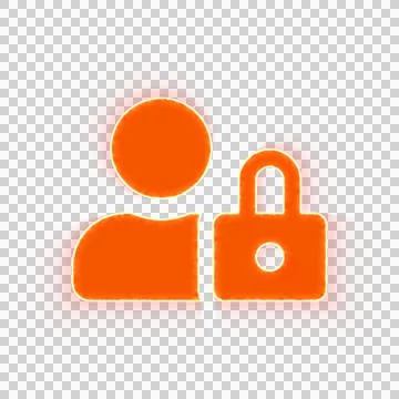 Red icon user lock with iridescent fire stripe. Sharp alpha channel border. Stock Illustration
