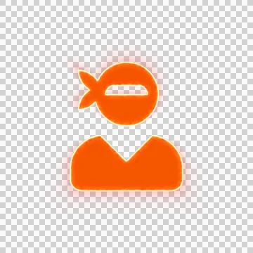 Red icon user ninja with iridescent fire stripe. Sharp alpha channel border. Stock Illustration